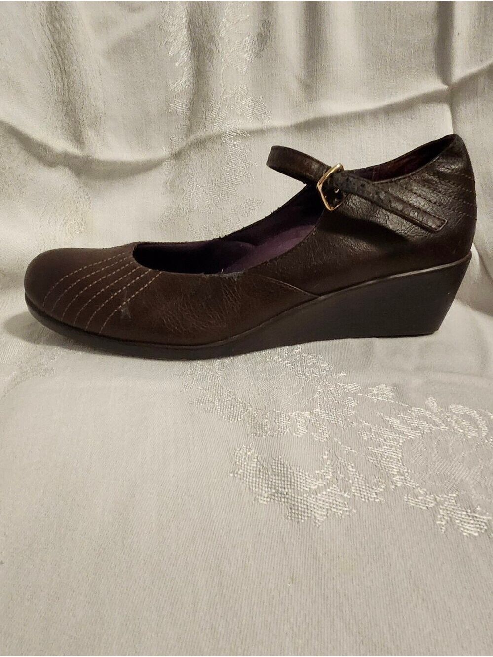 Vionic Dark Brown Wedge Mary Jane with Ankle Strap